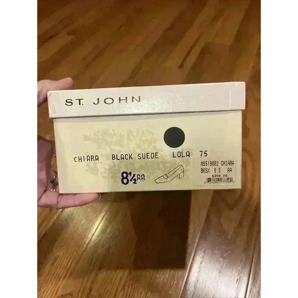 ST. JOHN Chiara Black Suede Mary Jane Square Toe Pumps US 8.5 AA Old Money - Picture 7 of 8